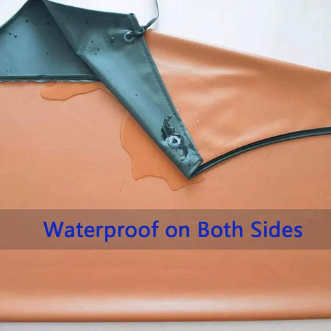Close-up of Pro Grade Heavy Duty Vinyl Apron Big Ol Extra Large 43 by 29 inch showing waterproof feature