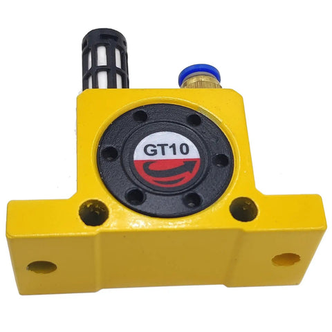 Four Piece 1 Eighth Inch Pneumatic Air Turbine Vibrator GT10 in gold aluminum enamel housing, top view