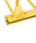 Close-up of 90 Degree Vertical Seam Locking Tool For Metal Roof Panels, yellow metal seamer for tight joints, side view showing build.