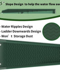 Image showing Two Pack Downspout Splash Block 24 Inch Gutter Extension Kit With Four Fixing Nails Dark Green Keeps Water Away From Your Foundation Easy Install Prevents Erosion And Costly Damage with water ripples design and 15-degree slope.