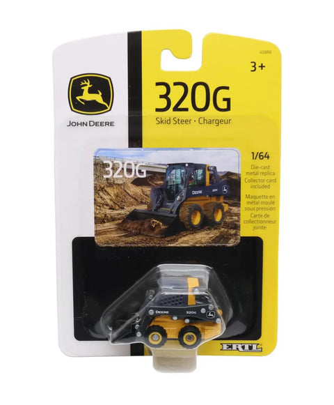 G Series 320G Skid Steer Loader Toy One Sixty Fourth Scale Die Cast With Working Loader Arm And Pivoting Bucket Realistic Graphic Detail Collector Card Included Dope Farm Toy For Collectors LP82825 in packaging with card