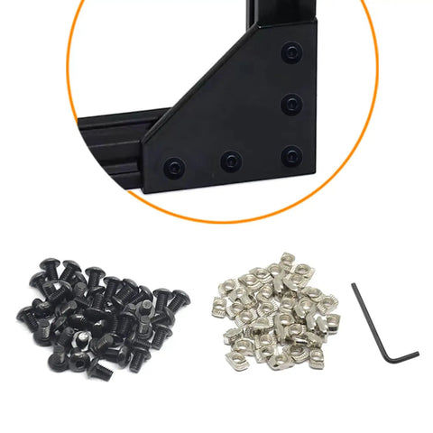 20x20mm Aluminum Extrusion Corner Bracket Kit L Shape 5 Hole Connector with 50 T Nuts, 50 Screws and Wrench for 2020 Series Profile