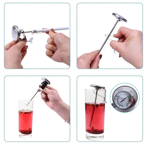 Instant Read 2-Inch Dial Thermometer For Coffee Drinks And Milk Foam, Pro Grade Temperature Gauge For Espresso and Lattes
