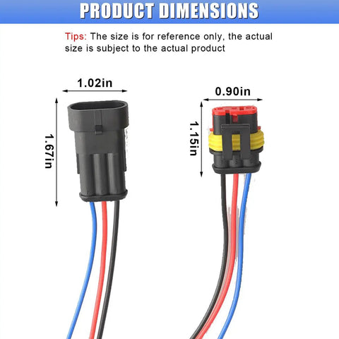 Product dimensions of 3 Pin Waterproof Car Electrical Connectors Kit For 16 AWG Wire Quick Disconnect Plugs No Hassle Automotive Male And Female Wire Connectors For Car Truck Boat IP65 Weatherproof Set