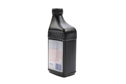 Side view of 32 oz bottle labeled as Cold Climate Power Steering Fluid 32 Oz For Improved Cold Weather Performance Inhibits Corrosion Non Foaming Reduces Pump Squeal Improves Low Temperature Fluidity Partially Synthetic Formula