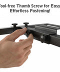Universal Adjustable Headboard Brackets For Heavy Duty Steel Metal Bed Frame Extension Kit showing tool-free thumb screw for ease of use.