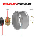 Installation diagram of Grip Tight 40mm Shaft Wheel Balancer Adapter With Shop Grade Tire Balancer Clamp and components.