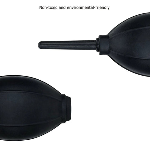 Soft and Elastic Nozzle Air Blower Cleaner For Cameras And Gadgets in black silicone, side and top view, eco-friendly design
