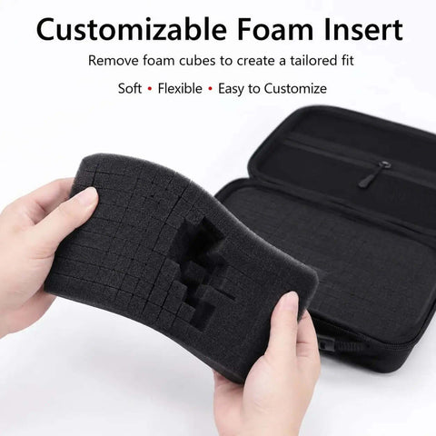 Customizable foam insert from Big Time Electronics Organizer Case Featuring Hella Secure Pick And Pluck Foam Inside Plus A Beefy Semi Hard Eva Shell.
