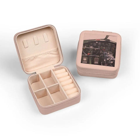 Open pink jewelry case with plush lining and compartments, 4x4x2 inch, for rings and earrings. Pink Jewelry Travel Case With Plush Lining Ultra Compact 4 By 4 By 2 Inch Organizer For Rings Earrings And Necklaces Perfect For Purse Or Carry On Keeps Delicate Bling Safe On The Go