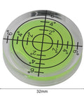Round Bubble Level Vial 32x7mm 10-Pack for acrylic for spirit Level with, clear green design showing measurement markings.