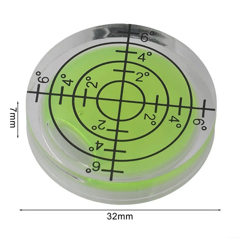Round Bubble Level Vial 32x7mm 10-Pack for acrylic for spirit Level with, clear green design showing measurement markings.