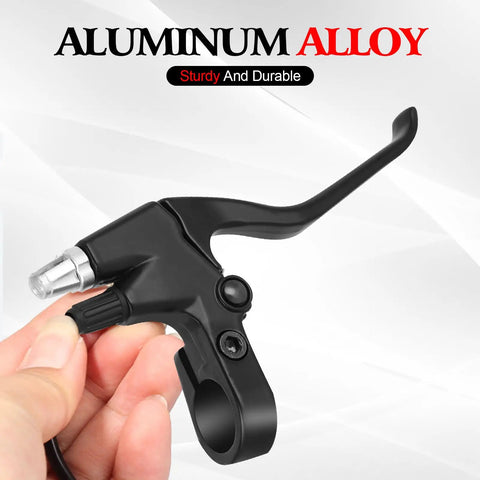 Holding a black aluminum left and right electric motorcycle brake lever set aluminum alloy 2 wires universal clutch handle.