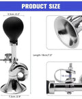 Classic Retro Bike Horn For Ecotric Beach Cruiser Ebike Produces Loud Snail Tone To Alert Pedestrians Instantly While Delivering Immersive Vintage Vibes Perfect For Cruising Neighborhoods And City Ramps With Ease. chrome bike horn with rubber bulb, 18cm long, 18-22mm bar clamp