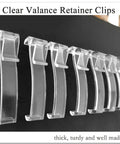 Two Point Five Inch Valance Clips For Horizontal Blinds Offering Plug And Play Mounting With No Sweat Setup While Delivering Bulletproof Grip For Flawless Window Decor, clear polymer retainer clips in a row.