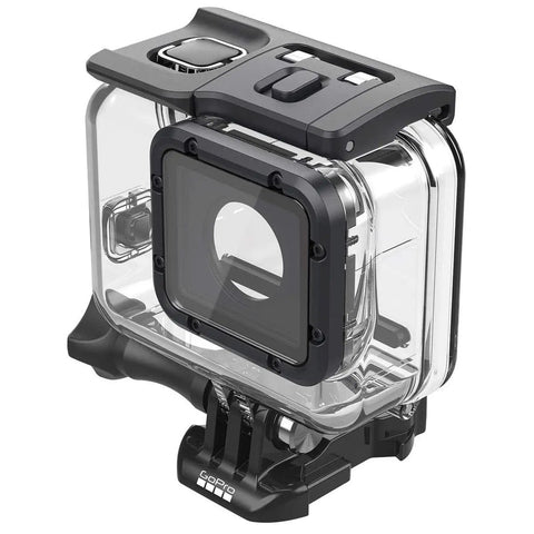 Super Suit Dive Housing For HERO7 HERO6 HERO5 Clear One Size with visible waterproof backdoors, rugged action-ready design.
