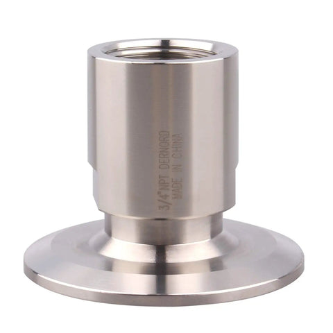 Two Inch Tri Clamp Adapter To Three Quarter Inch FNPT Thread Ferrule Sanitary Pipe Fitting Stainless Steel 304 front view