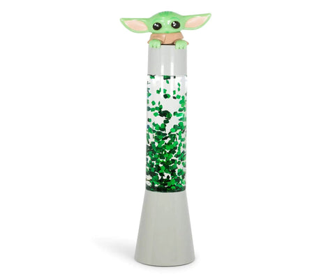 Star Wars Mandalorian The Child 14 Inch 3D Glitter Motion Lamp LED Night Light For Bedroom Decor with Baby Yoda top and green glitter
