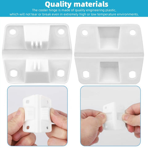 Four Piece Cooler Hinges Replacement Kit With Sixteen Stainless Steel Screws Durable Plastic Hinge Set detail view