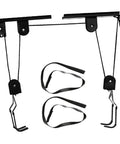 Beefy Heavy Duty Ceiling Hoist And Pulley System For Garage Storage 60kg Capacity Overhead Bike Rack And Kayak Lift Steel Construction