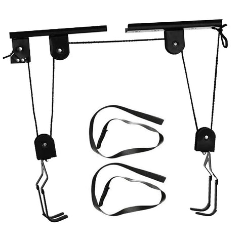 Beefy Heavy Duty Ceiling Hoist And Pulley System For Garage Storage 60kg Capacity Overhead Bike Rack And Kayak Lift Steel Construction