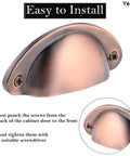 10 Pack Cup Pulls Cabinet Hardware 3.23 By 1.38 Inches With 2.56 Inch Center To Center Holes Brushed Red Copper Zinc Alloy