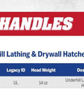 14 Inch Supreme Hickory Hatchet Handle Made In The USA Fits Underhill Lath Hatchet VN20001 dry wall hatchet table