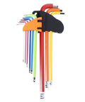 Awesome 9pc Colored L Shaped Hex Key Wrench Set With Long Arm Ball End Design. Premium High Hardness Steel Multi Function Spanner Tools For Fast Repair And Smooth Maintenance Jobs. Rust Resistant Thicken Build That Grips Tight Without Slipping Like A, 9pc colored hex key set with holder