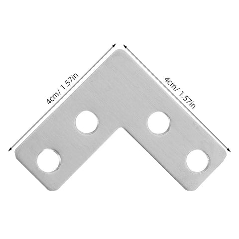 Heavy Duty Stainless Steel L Bracket Corner Brace 1.6x1.6 Inch Right Angle Support Connector with measurement details