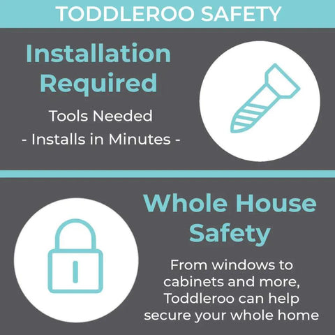 Installation and safety information for Drawer And Cabinet Tab Latches For Baby Proofing, Kid Safe Child Proof Locks For Cabinets And Drawers.