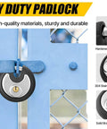 Outdoor Stainless Steel Disc Padlock With Waterproof Shield And Rubber Bumper for Sheds Gates and Fences; installed on gate