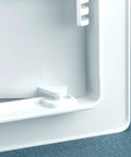 QWORK 10x10 inch white plastic drywall access panel with removable cover and latch.