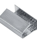Open Serrated Strapping Seals For 5/8 Inch Polyester And Polypropylene Strap Pallet Banding Clips Pack Of 1000 Heavy Duty Construction For Quick Reliable Securing close-up galvanized open serrated seal