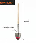 Pro Grade Round Point Shovel With Extended Socket For Maximum Strength And Durability 48 Inch Wood Handle Heavy Duty Digging