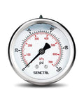 Glycerin Filled Low Pressure Gauge 0 To 100 Psi, 2.5 Inch Dial, Back Mount One Quarter Inch NPT, Stainless Steel Case