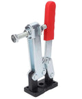 Heavy Duty Horizontal Toggle Clamp For Metal Plates And Circuit Boards, 636kg Clamp Force, Iron And Plastic Build, Red Handle