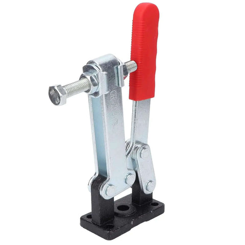 Heavy Duty Horizontal Toggle Clamp For Metal Plates And Circuit Boards, 636kg Clamp Force, Iron And Plastic Build, Red Handle