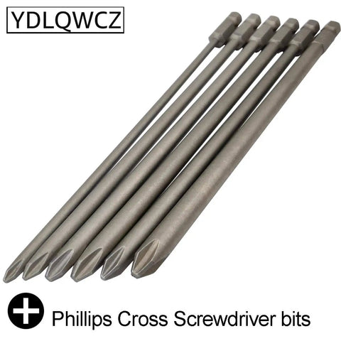 Long Philips Cross Screwdriver Bit Set 6 Pieces - 6 Inch S2 Steel Phillips Bits In PH1 3.0mm 4.0mm 4.5mm And PH2 4.5mm 5.0mm 6.0mm For Home Projects And Appliance Fixes