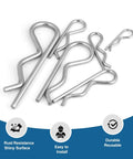 70 Piece Cotter Pins Kit With Heavy Duty R Clips And Spring Fasteners Four Sizes Of Hitch Pins For Trailer Lawn Mower Truck
