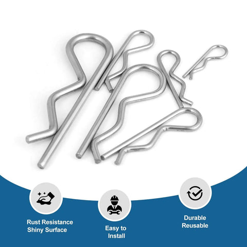 70 Piece Cotter Pins Kit With Heavy Duty R Clips And Spring Fasteners Four Sizes Of Hitch Pins For Trailer Lawn Mower Truck
