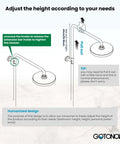 Diagram adjusting height of Polished Gold Exposed Shower Faucet System with 8 Inch Rainfall Shower Head and Handheld Spray Wall Mount