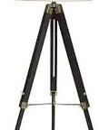 60 Inch Floor Lamp With Weathered Espresso And Antique Brass Finish, Designer Linen Cream Shade 19x19x12 Tripod Base