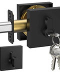 Heavy-Duty Matte Black Door Lever Set Reversible Square Handles for Bedroom and Bathroom Keyed Entry Keyed Alike 5 Pack