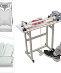 Solid Workhorse Foot Pedal Heat Sealing Machine 110V 850W Portable Dual Action Impulse Bag Sealer cutting shrink film in use.