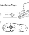 Installation steps for Ride Ready Adjustable Stainless Steel Cleat Plates With Secure Fit Locking System for cycling shoes.