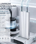 Premium Aluminum Water Cooling Block M Type Channel Liquid Heatsink For PC CPU 2 Pack shown in a liquid cooling setup.