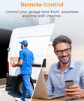 Man using Smart WiFi Garage Door Opener With HomeKit Siri Alexa Google Assistant CarPlay App Remote Control 2.4GHz WiFi