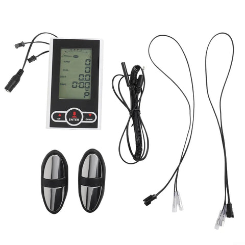 Replacement Exercise Bike Monitor Speedometer For Stationary Bikes And Ellipticals, Display with cables and HR sensors