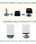 Squash That Floor Wobble Fast With Premium Adjustable Leveling Feet Sized For Square Tubing Furniture Glides showing adjustable height range 0.47 to 1.06 inches.