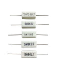 Ceramic Cement Resistor Kit 5W Power Resistors, five units labeled 5W5.6KJ to 5W9K1J, 60 Pieces 30 Values From 100 Ohm To 30K Ohm